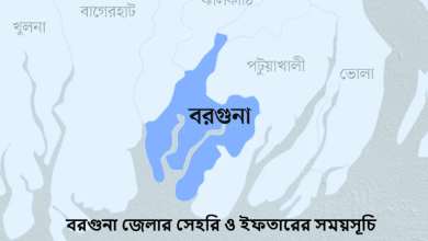 বরগুনা জেলার সেহরি ও ইফতারের সময়সূচি